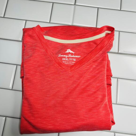 Men’s Tommy Bahama Long Sleeve Paradiso Vee Bright Coral XXXL 0298 - Picture 2 of 7